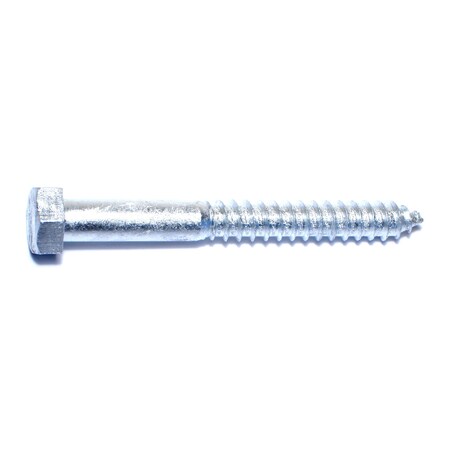 Lag Screw, 1/2 In, 4-1/2 In, Steel, Hot Dipped Galvanized Hex Hex Drive, 4 PK